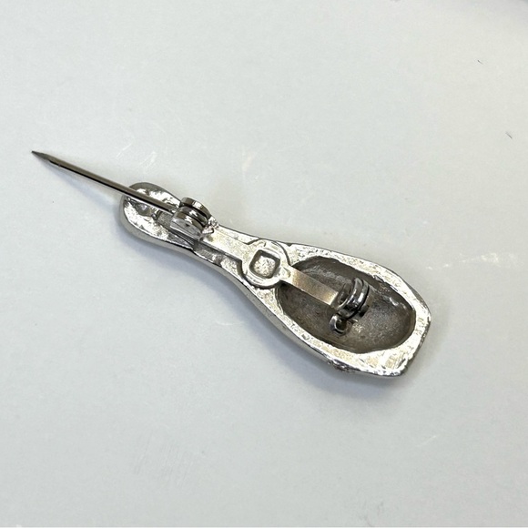 Silver Tone Bowling Pin With Crystals Unisex Brooch Pin - Picture 3 of 9